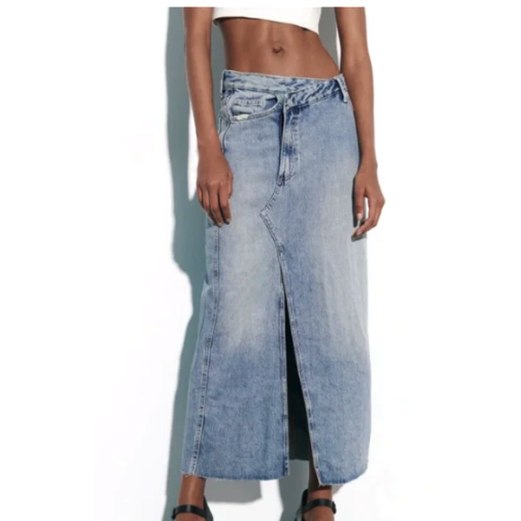 Zara Skirt Denim MAXI Midi SKIRT The Long Skirt XS to Small FIt - Picture 2 of 8